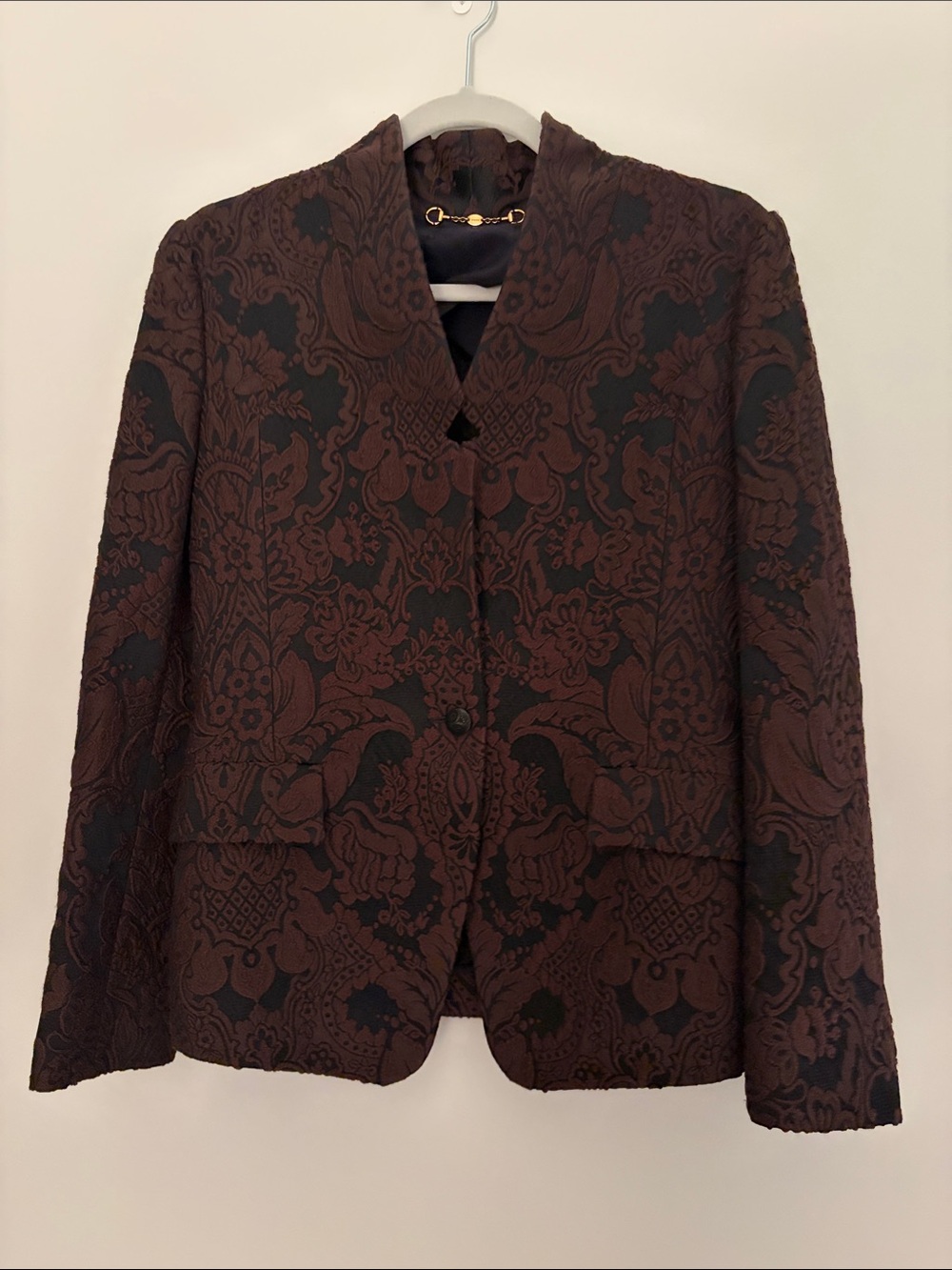 Gucci Brown and Black Damask Blazer Jacket. Good Condition. Size IT 42/US 6.